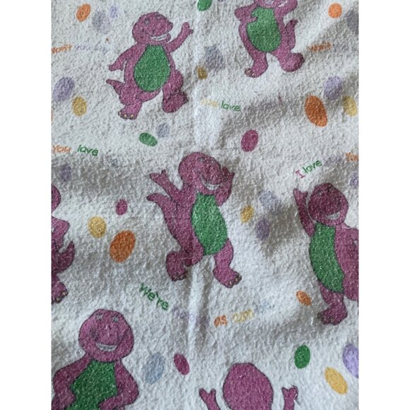 Vintage Barney Baby Blanket 59 X 42 Polyester Blend Satin Trim - Picture 4 of 11